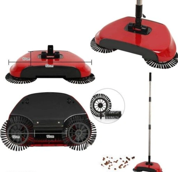 Fiber Hand Push 360 Degree Rotating Sweeping Broom - , RED, Fiber, Multipack of1